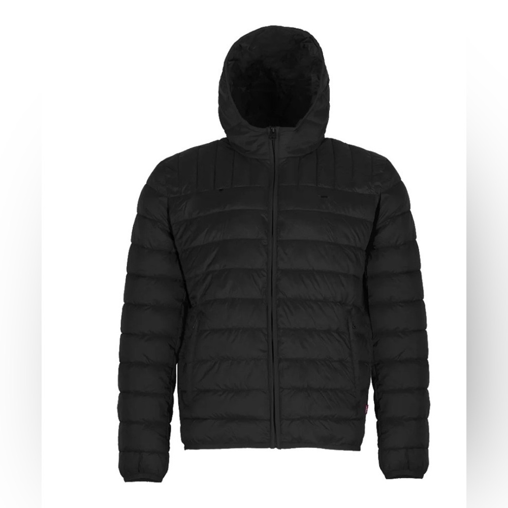 Levi's Black Hooded Packable Quilted Puffer Jacket